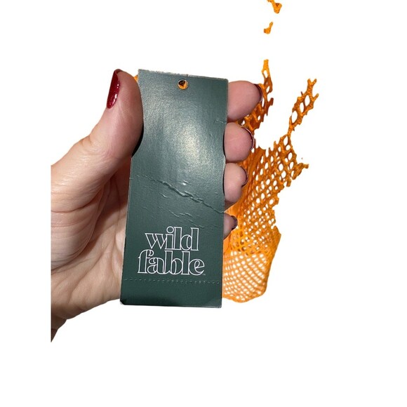 Wild Fable Cover Up Dress Womens 2XL Plus Orange Fishnet Mesh Midi - Picture 5 of 8